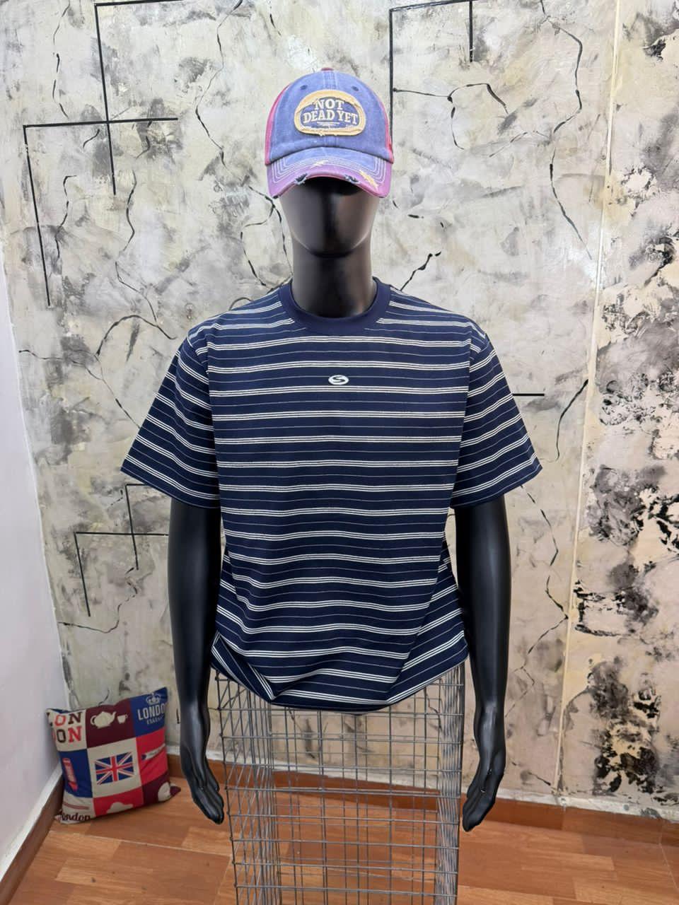 Stripe round neck T shirt